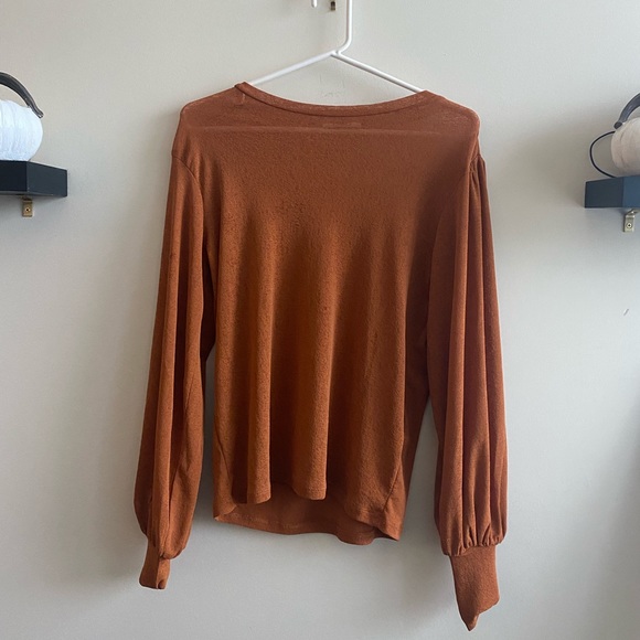 Burnt Orange Bishop Sleeve Top - Picture 1 of 2